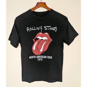 The Rolling Stones North American Tour 1975 Men's Small Graphic T-Shirt Lips